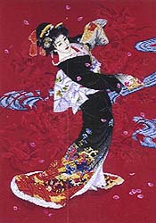Hien - Geisha on Red, Haruyo Morita, Cross Stitch Kit