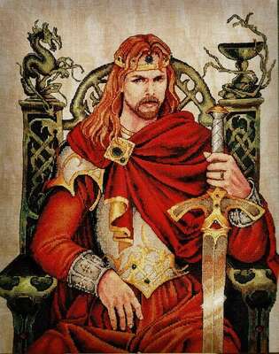 King Arthur, cross stitch pattern by Nimue Fee Main