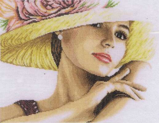 Lady with Hat, cross stitch kit by Lanarte