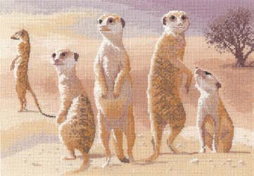 Meerkats, cross-stitch kit by John Clayton, PGMK639