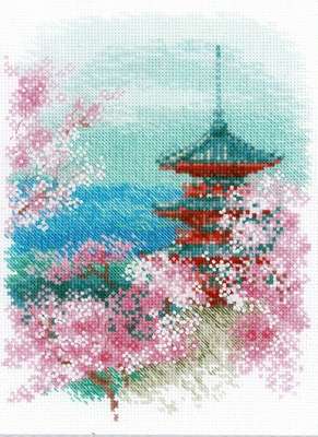 Sakura - Pagoda - cross stitch kit by Riolis