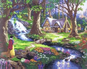 Snow White Discovers the Cottage, cross stitch kit by Thomas Kinkade